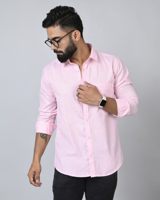 CottonMS Men Solid Formal Pink Shirt