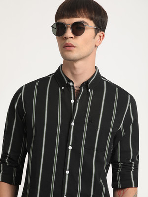 THE BEAR HOUSE Men Striped Casual Black, Grey, Green Shirt