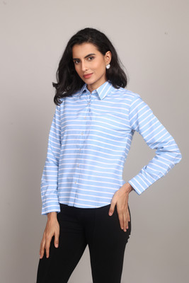 MODYNE Women Striped Casual Blue Shirt