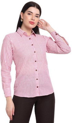 Aarsha Women Striped Casual Red Shirt