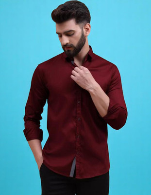 LAXMI TRENDING Men Solid Casual Maroon Shirt