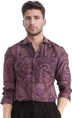 RARE RABBIT Men Printed Casual Purple Shirt