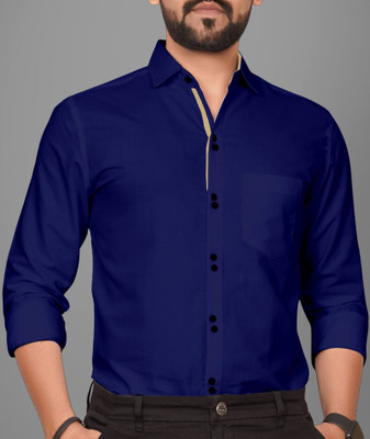 Tyzlo Men Solid Casual Blue Shirt