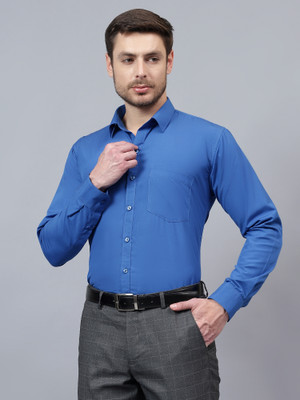 Swaz Men Solid Formal Blue Shirt