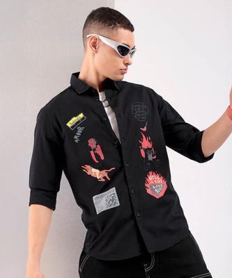 The Indian Garage Co. Men Printed Casual Black Shirt