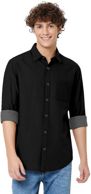 SAADIWALA Men Solid Formal Black Shirt