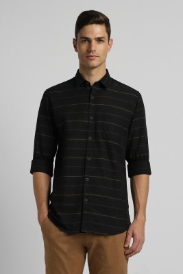 PETER ENGLAND Men Striped Casual Black Shirt