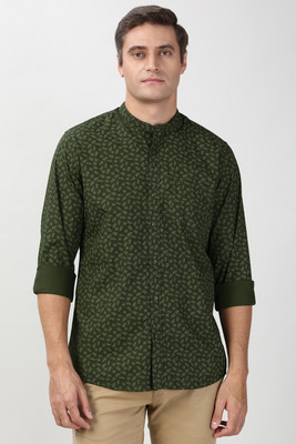 PETER ENGLAND Men Printed Casual Green Shirt