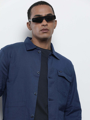 The Indian Garage Co. Men Solid Casual Dark Blue Shirt