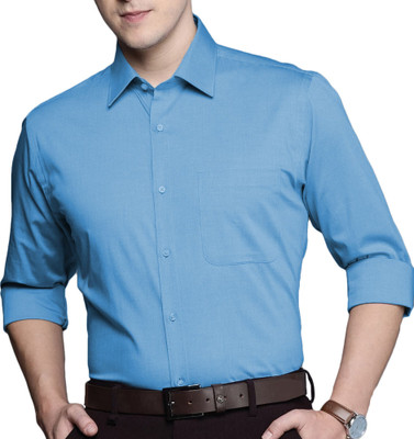 Callibr15 Men Solid Formal Blue Shirt