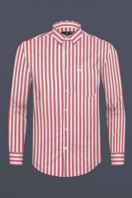 HOC Men Striped Formal Red, White Shirt