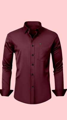Style Nest Men Solid Casual Maroon Shirt