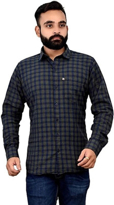 Arthz Fashion Trend Men Checkered Casual Blue Shirt