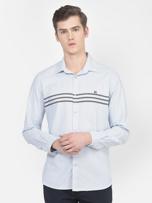 CRIMSOUNE CLUB Men Striped Casual White Shirt