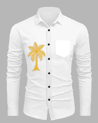 Sanskruti Men Embroidered Casual White Shirt