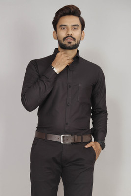 JS Clothing Mart Men Solid Formal Black Shirt