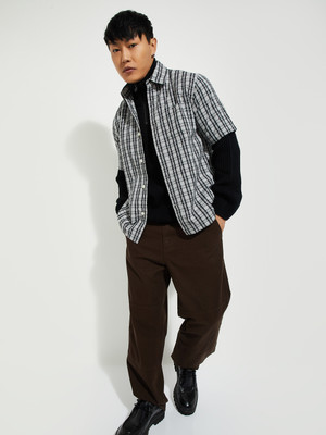 MAX Men Checkered Casual Grey Shirt