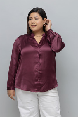 PURYS Women Solid Casual Maroon Shirt