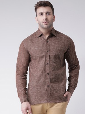 RIAG Men Solid Casual Brown Shirt