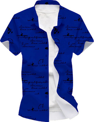 Blue dove Men Printed Casual Blue Shirt