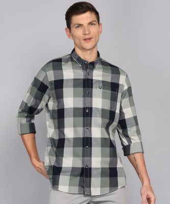 Allen Solly Men Checkered Casual Green Shirt