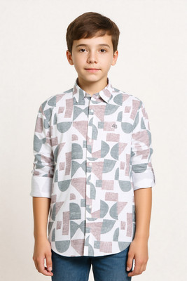 Charchit Boys Printed Casual Pink Shirt
