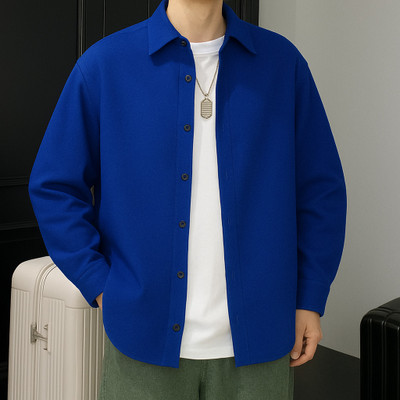 Asta Moda Men Solid Casual Light Blue Shirt