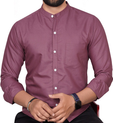 GLOBAL NOMAD Men Solid Casual Purple Shirt