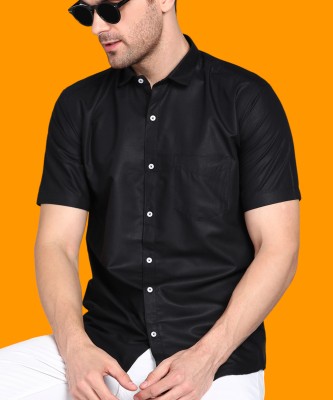 MILDIN Men Solid Formal Black Shirt