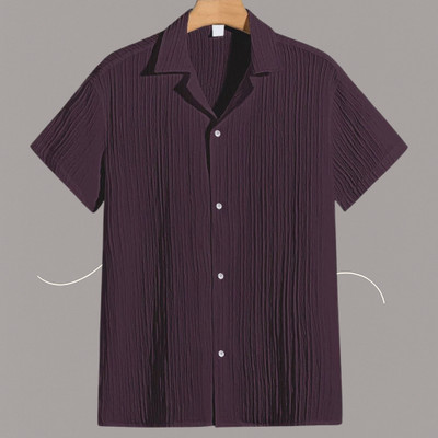 Jenil Fashion Men Self Design, Solid Casual Purple Shirt