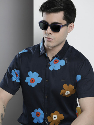 The Indian Garage Co. Men Printed Casual Dark Blue Shirt