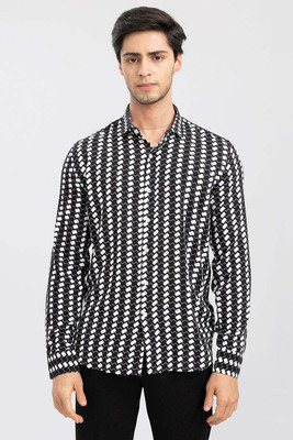 Prinza Men Printed Casual White Shirt