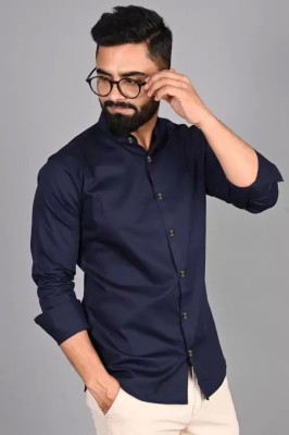 SHIRTZONE Men Solid Casual Dark Blue Shirt