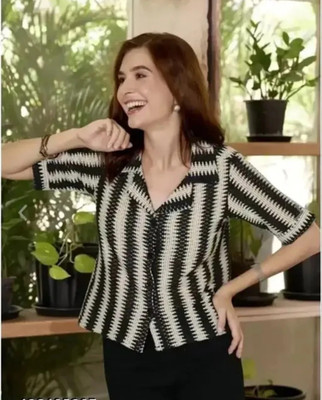 NIS Women Printed Casual Black Shirt