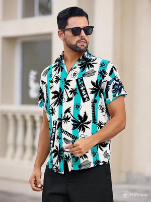 Marmic Fab Men Printed Casual Light Blue Shirt
