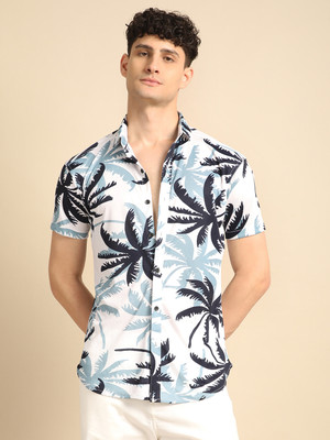 Voroxy Men Printed Casual Blue Shirt