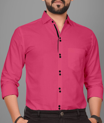 Tyzlo Men Solid Formal Pink Shirt