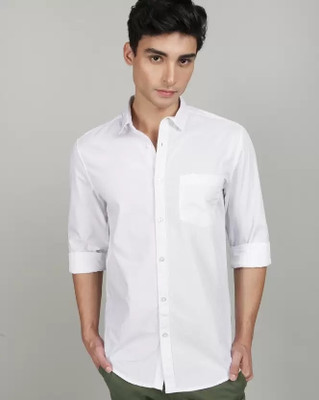 KR24ENTERPRISE Men Self Design Casual White Shirt