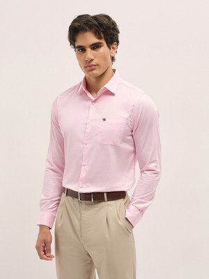 THE BEAR HOUSE Men Solid Formal Pink Shirt