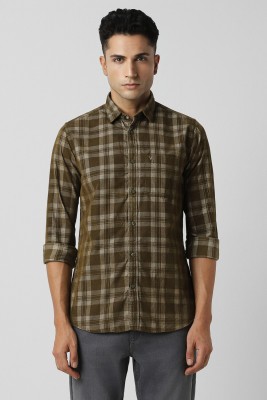 VAN HEUSEN Men Checkered Casual Green Shirt