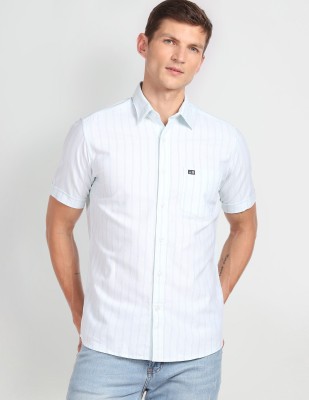 Arrow Sport Men Striped Casual White, Light Blue Shirt