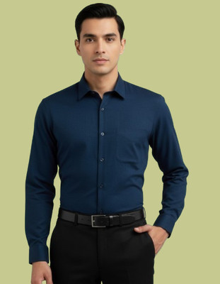ZAKOD Men Solid Formal Dark Blue Shirt