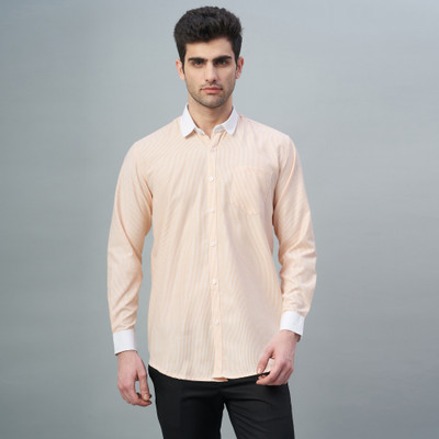 Swoke Men Striped Casual Orange Shirt