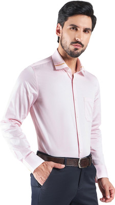 LOUIS STITCH Men Solid Formal Pink Shirt