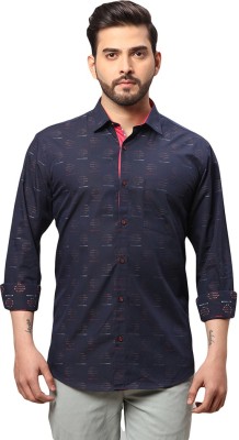 PARK AVENUE Men Printed Casual Dark Blue, White Shirt