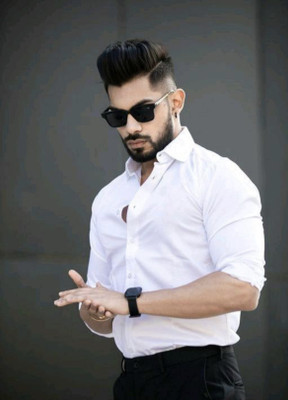 NEW FAB Men Solid Casual White Shirt