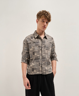 THE BEAR HOUSE Men Printed Casual Beige Shirt