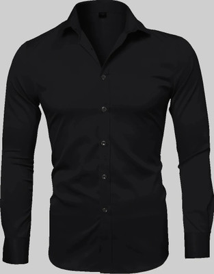 HOC Men Solid Casual Black Shirt