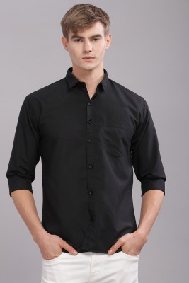 Uzmax Men Solid Casual Black Shirt