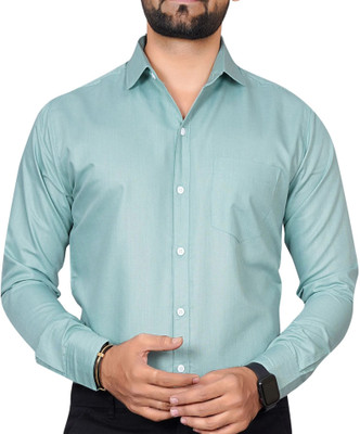 Tyzlo Men Solid Formal Light Green Shirt